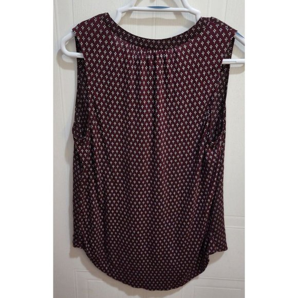 Ann Taylor Loft Women's Sleeveless V Neck Blouse Top Deep Red Polyester Blend M - Picture 7 of 8